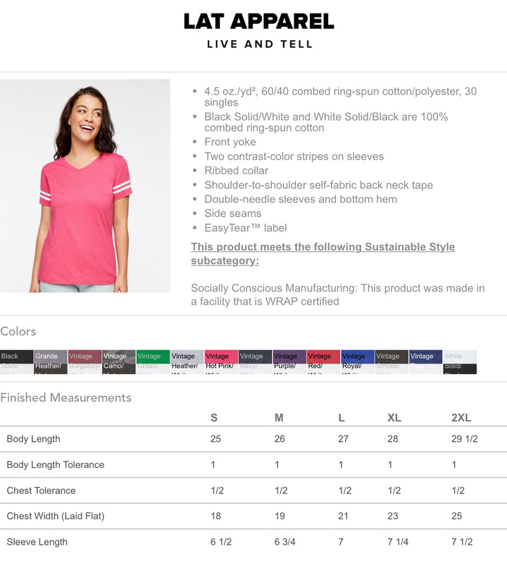 Size Chart Ladies LAT t-shirt