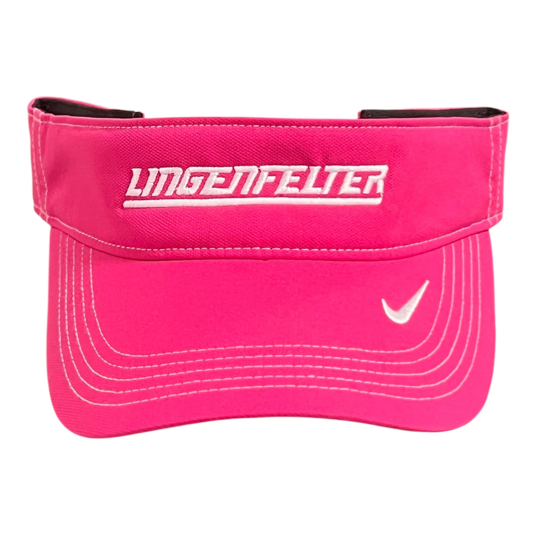 Pink visor with Lingenfelter logo on a white background