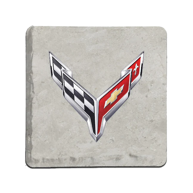 C8 CORVETTE FLAG STONE WHITE COASTER