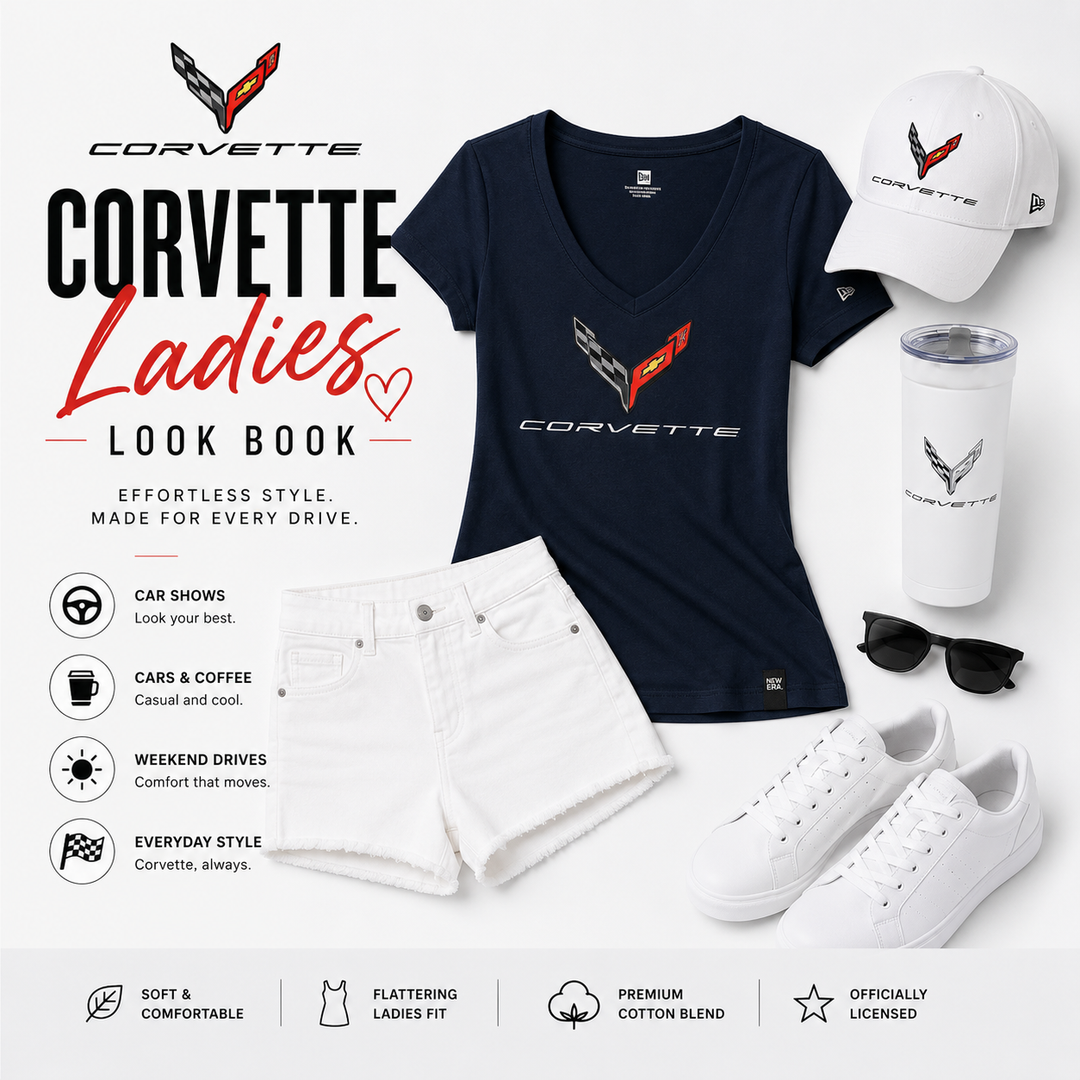 Corvette Ladies Apparel Look book curated by Kristen Lingenfelter Corvette Women's Gear