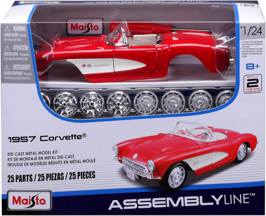 Team Lingenfelter 1:24 scale diecast model of 1957 Chevrolet Corvette assembly line kit, detailed diecast car replica.