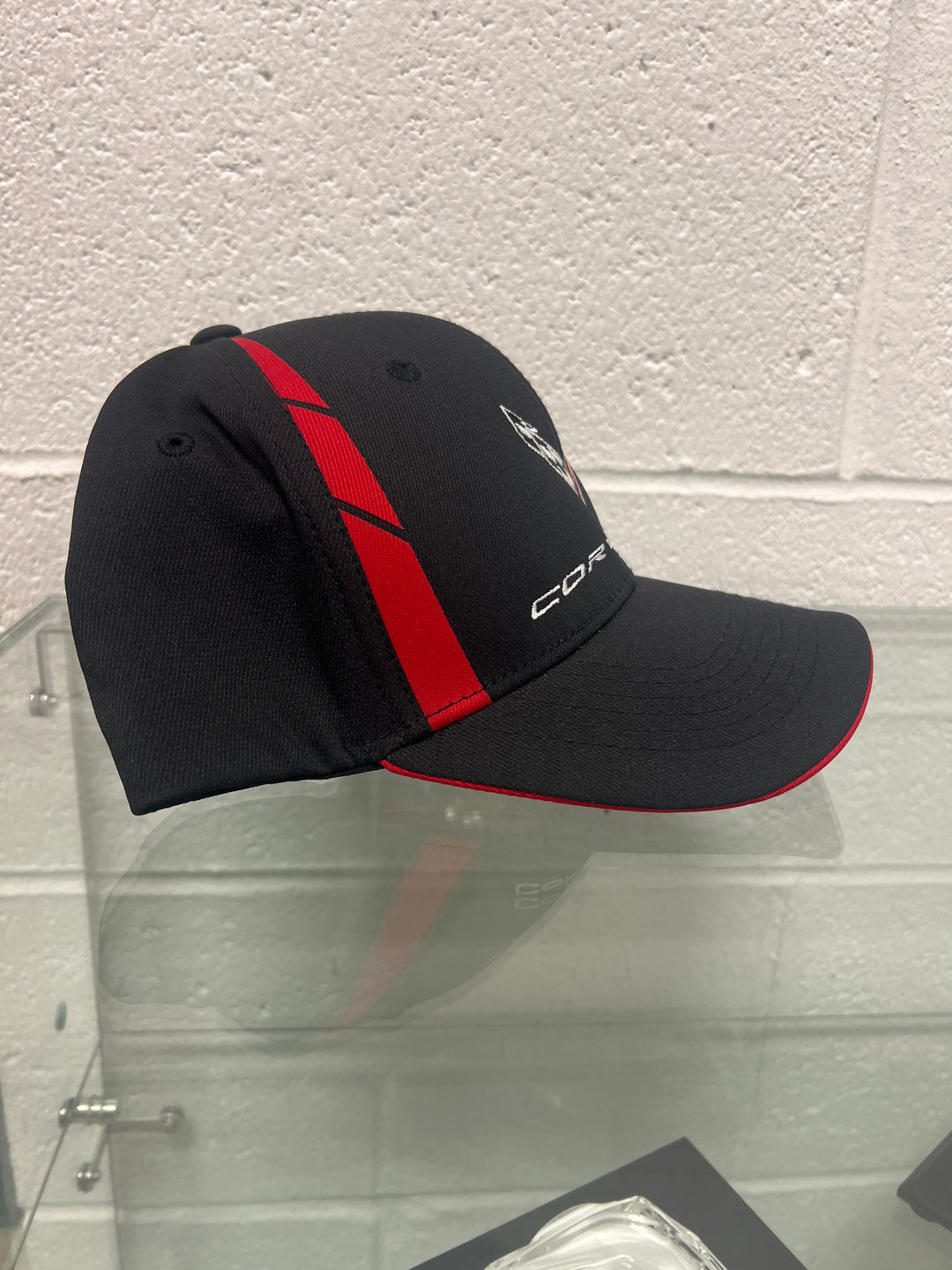 Black C8 Corvette hat by Lingenfelter Race Gear with embroidered logo, casual sports cap for car enthusiasts.