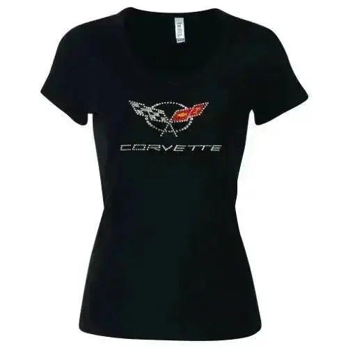 Lingenfelter Race Gear C5 Corvette Rhinestone ladies tee, stylish shirt with C5 Corvette design and rhinestone accents, casual wear