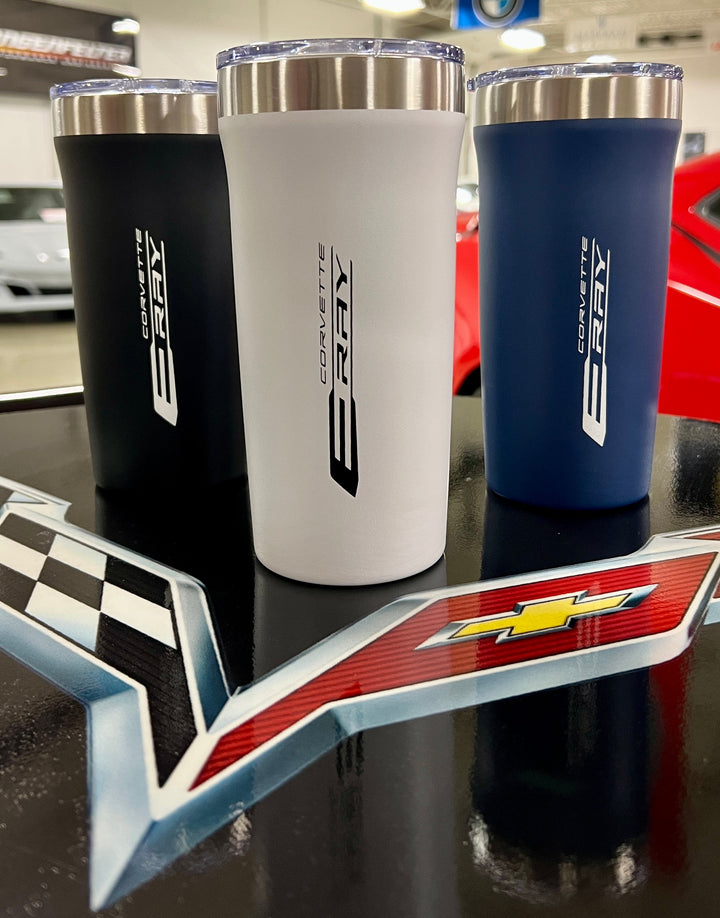 Eray corvette drinkware black, white, blue team lingenfelter