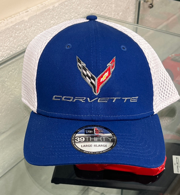 C8 Corvette Royal White Flexfit Hat Large/XL
