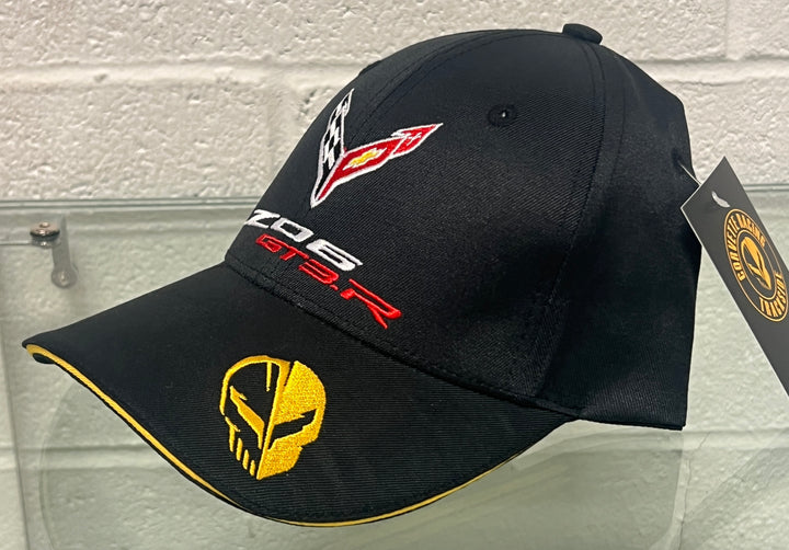 Black and yellow GT3.R Corvette racing cap by Lingenfelter Performance Engineering with embroidered logo and adjustable strap