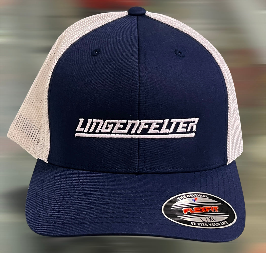Lingenfelter Performance Engineering Navy White Mesh Flexfit Hat