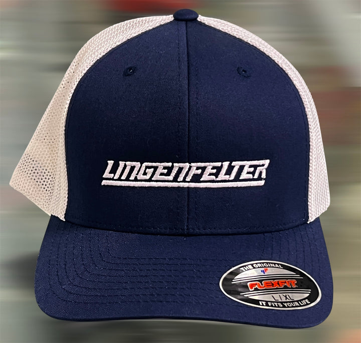 Lingenfelter Performance Engineering Navy White Mesh Flexfit Hat