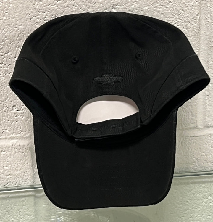 back of hat black on white background