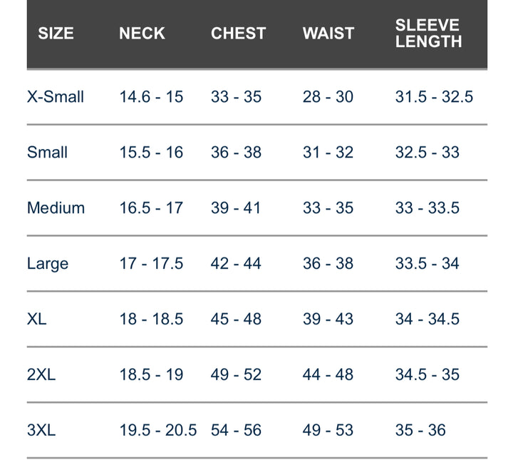 size Chart Men's Corvette Cutter & Buck jacket black gray