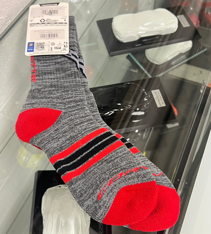 Lingenfelter Race Gear men's Heather crew socks with C8 Corvette logo, comfortable knit fabric, and sporty design for car enthusiasts.
