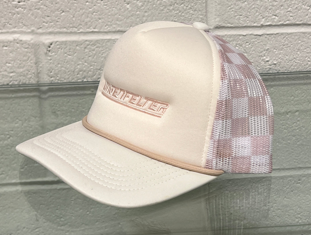 LPE Ladies Trucker Tan Checkered Hat