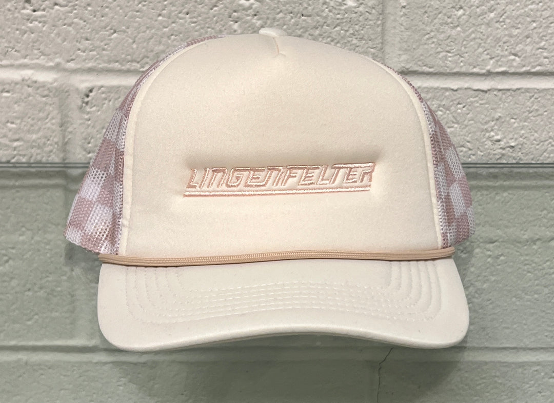 LPE Ladies Trucker Tan Checkered Hat