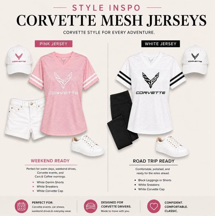 C8 corvette pink and white mesh jerseys.  