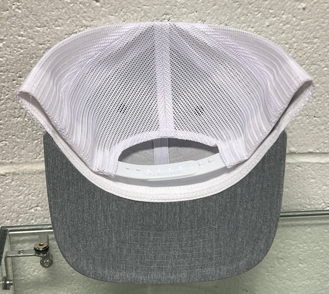 Lingenfelter mesh snapback hat in gray, black, and white with team logo, featuring a structured brim and adjustable snapback closure.