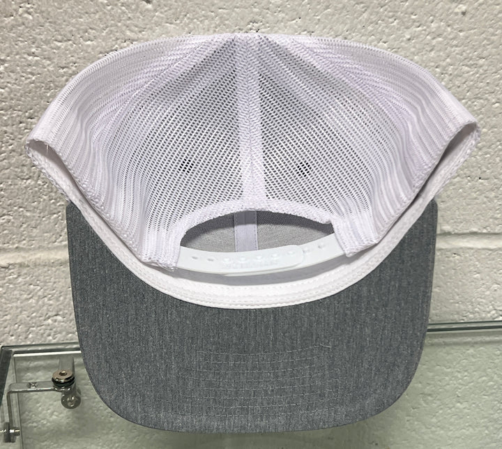 Lingenfelter mesh snapback hat in gray, black, and white with team logo, featuring a structured brim and adjustable snapback closure.