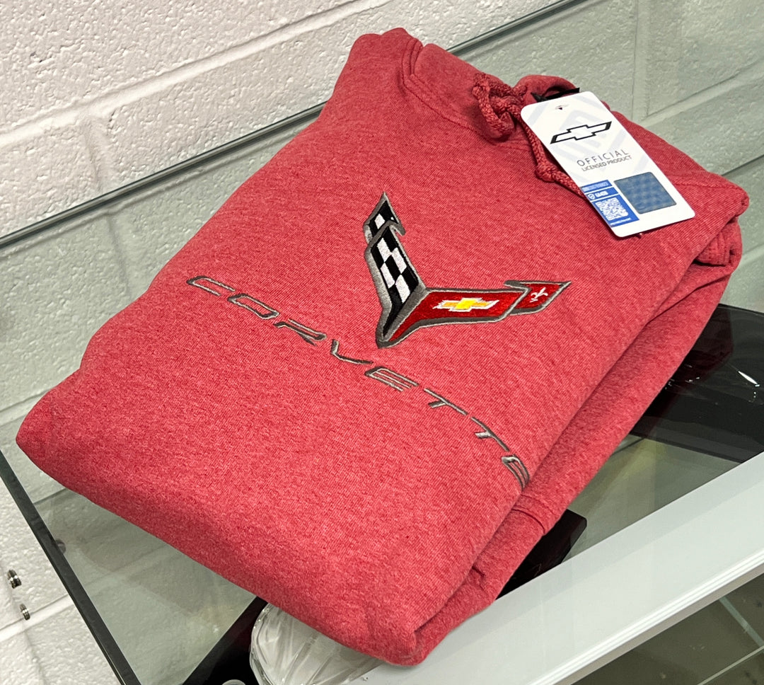 C8 Corvette Men's Hooded RED Sweatshirt GM licensed