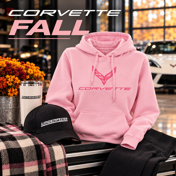 C8 Corvette Ladies Pink Hoodie