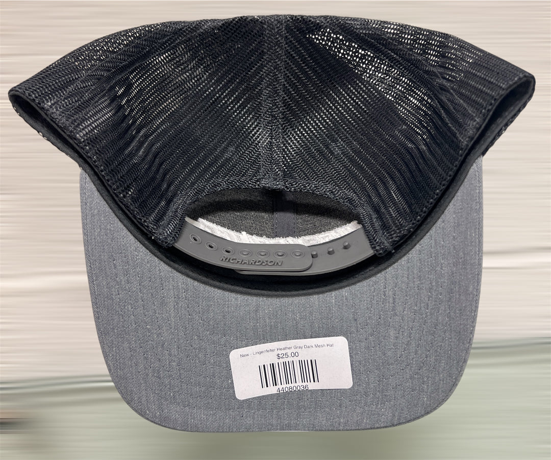 Gray cap with black mesh back on a light background