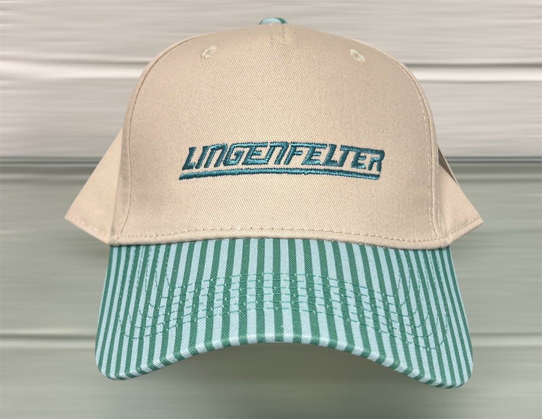 Lingenfelter Ladies Aqua and Green Striped Hat