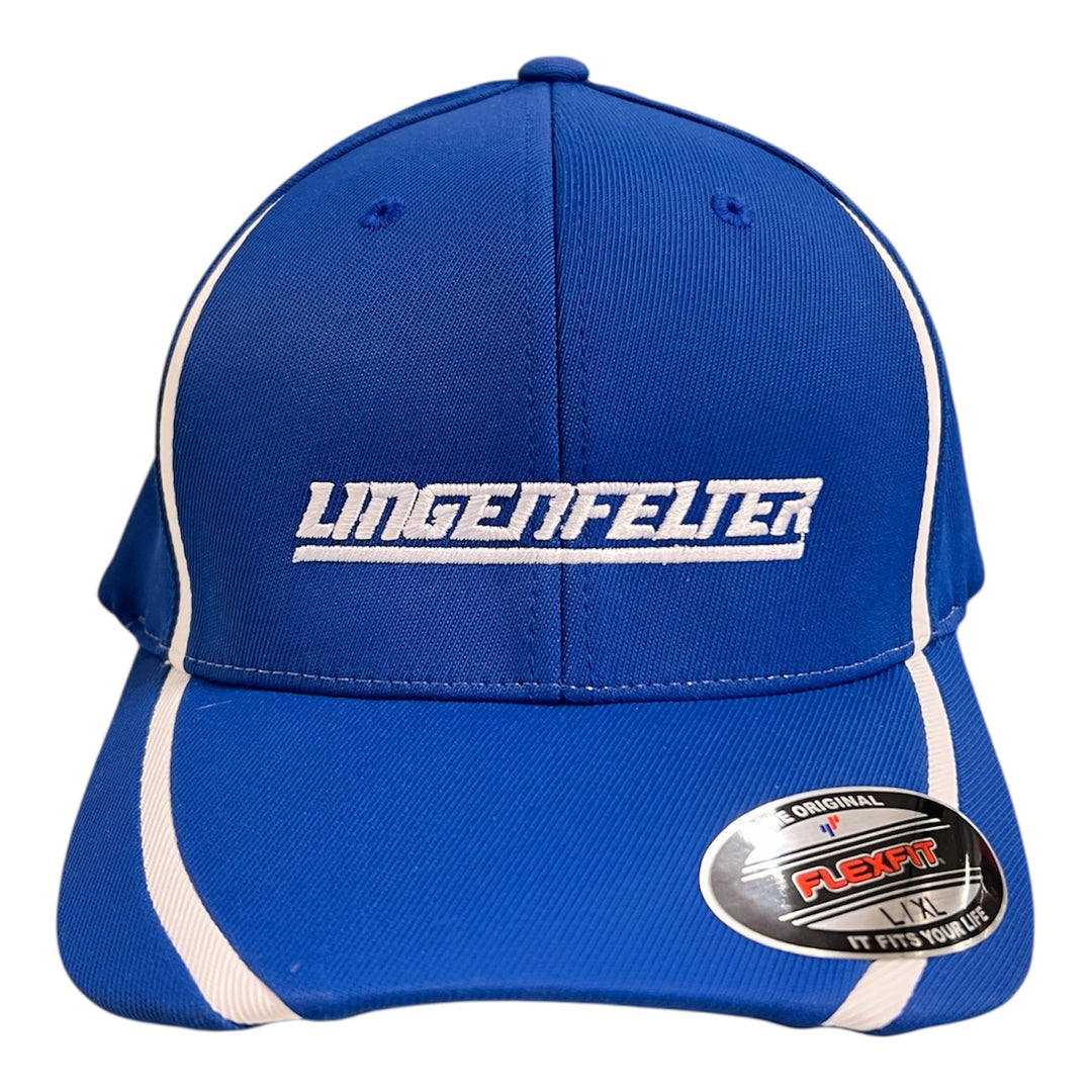 Lingenfelter Flexfit Royal Hat White Racing Stripes