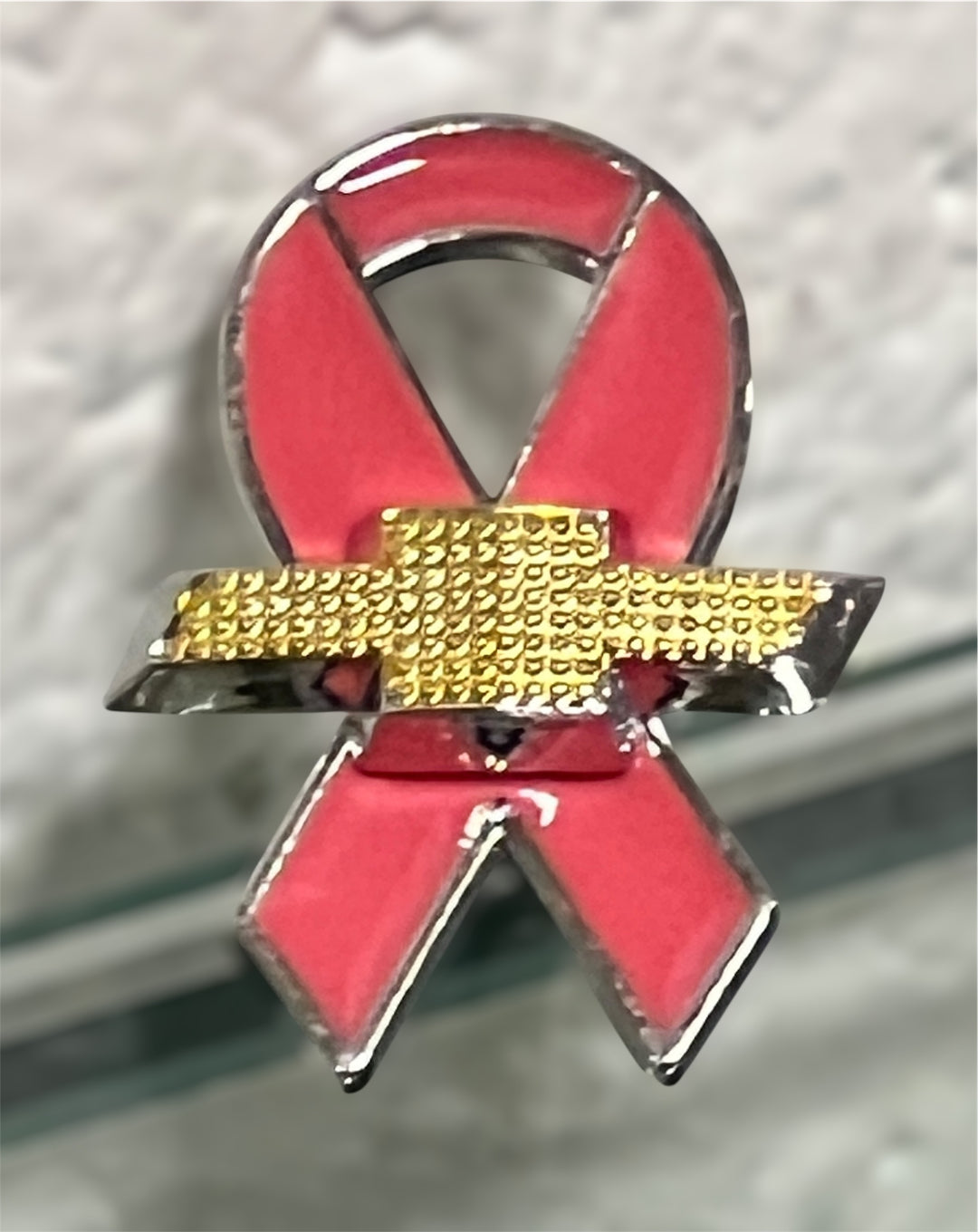 Pink Chevy Bowtie Breast Cancer Lapel Pin