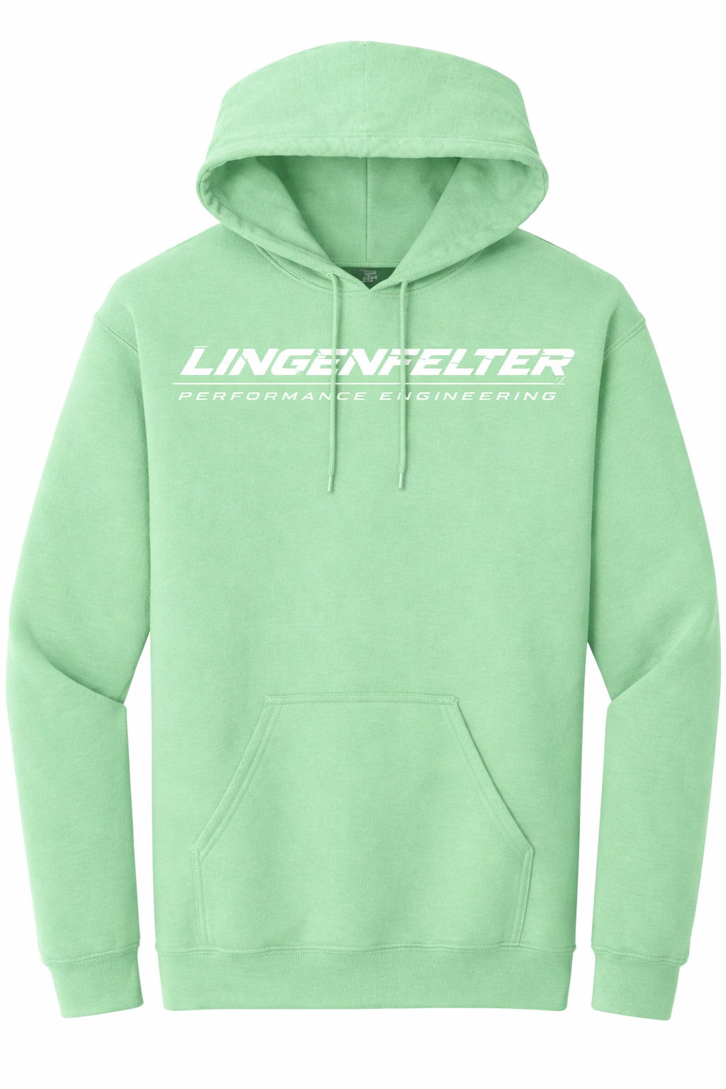 Mint green hoodie by Lingenfelter Race Gear, women's activewear sweatshirt with a comfortable fit and casual style.