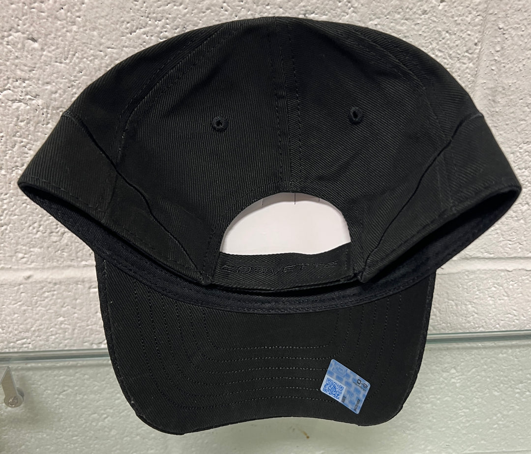 Back view of Lingenfelter Race Gear black tonal C8 Corvette hat, casual hat with subtle Corvette branding.