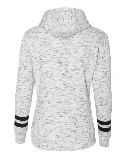 Back view of gray and black Ladies C8 Corvette Melange Hoodie by Lingenfelter Race Gear, showcasing the stylish activewear design.