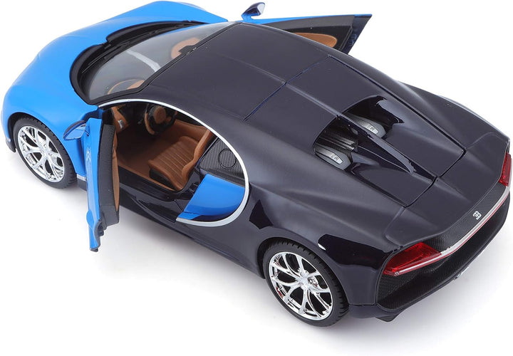 Model car with open doors on a white background
