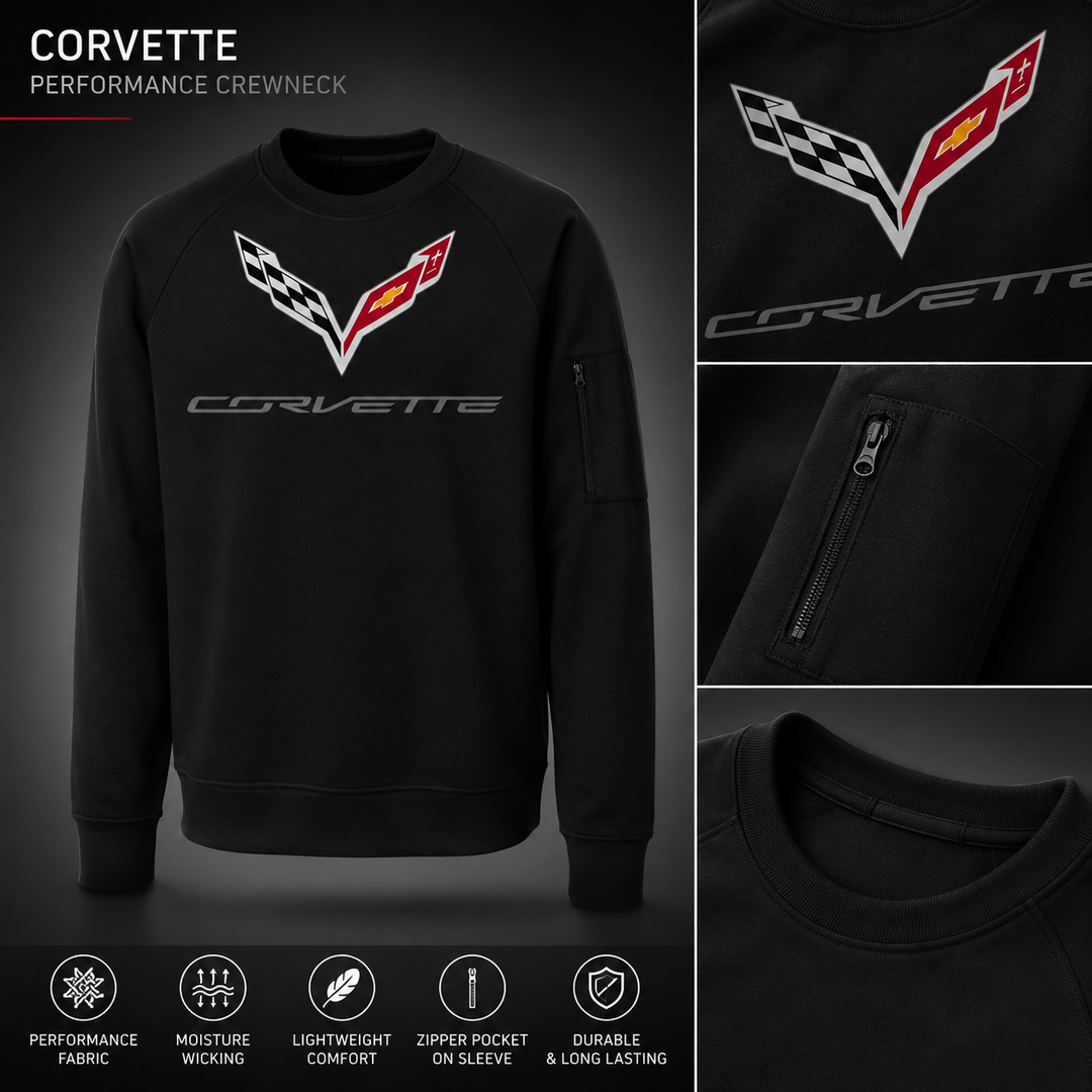 Black crewneck T-shirt for men by Team Lingenfelter featuring C7 Corvette design in large, XL, and 3X sizes.