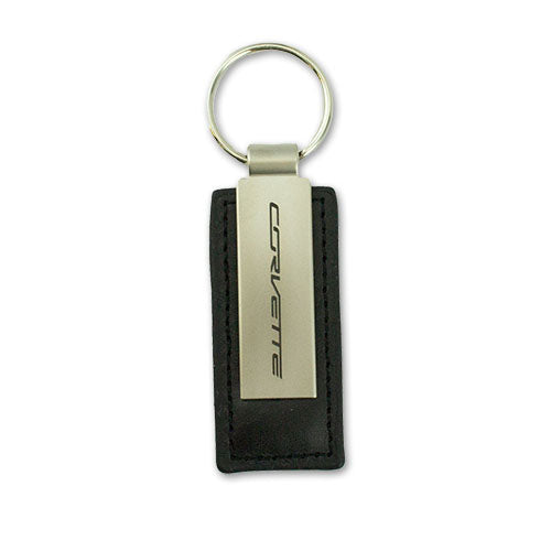 Team Lingenfelter C7 Corvette metal and leather keychain featuring a sleek key tag design with Corvette branding.