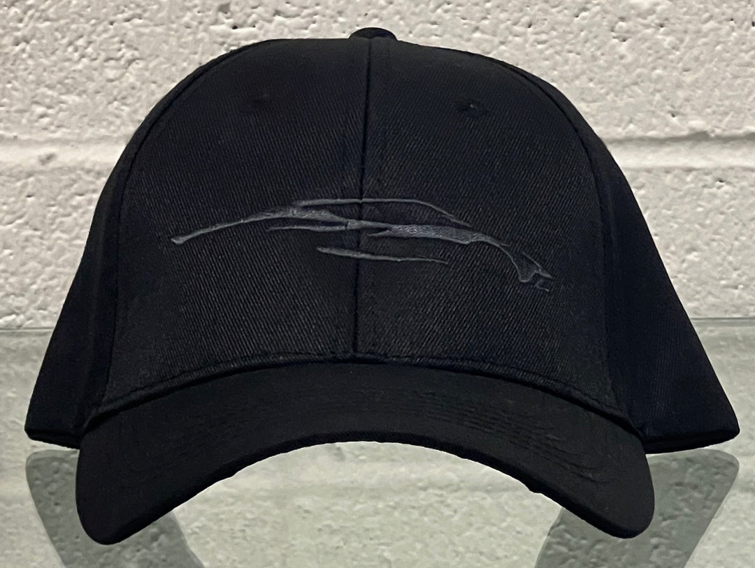c8 corvette black hat black logo on white background