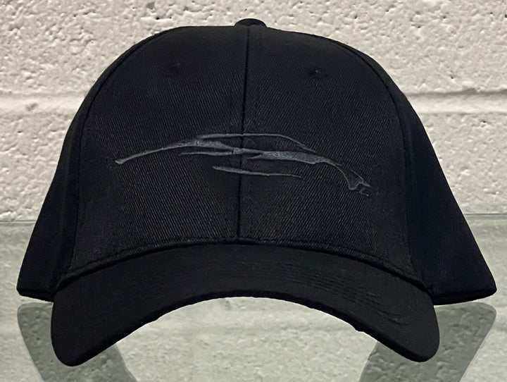 c8 corvette black hat black logo on white background