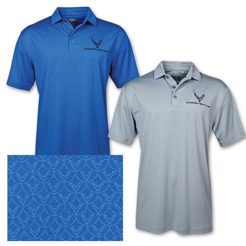 Gray men's polo shirt by Team Lingenfelter for C8 Corvette enthusiasts, featuring a classic design and comfortable fit.
