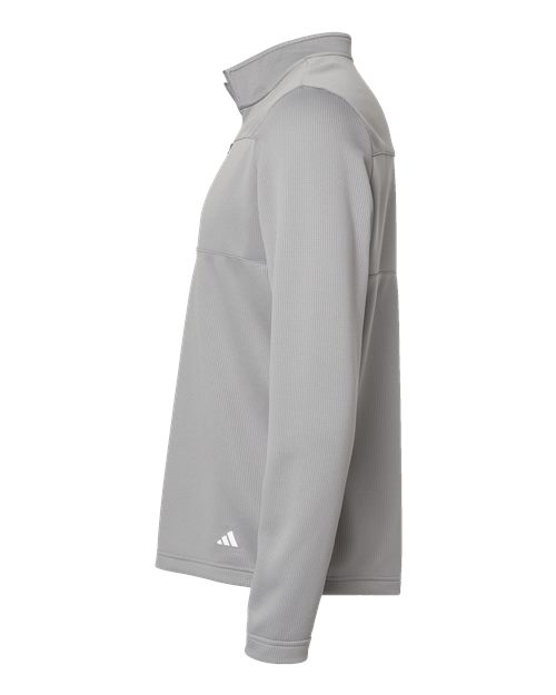 Gray C8 Corvette men's Adidas quarter zip pullover from Lingenfelter Race Gear, back view showing sporty activewear top.