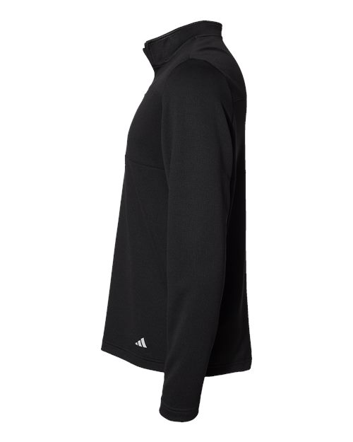Side view of men's C8 Corvette Adidas quarter zip pullover by Lingenfelter Race Gear, a comfortable activewear top for men.