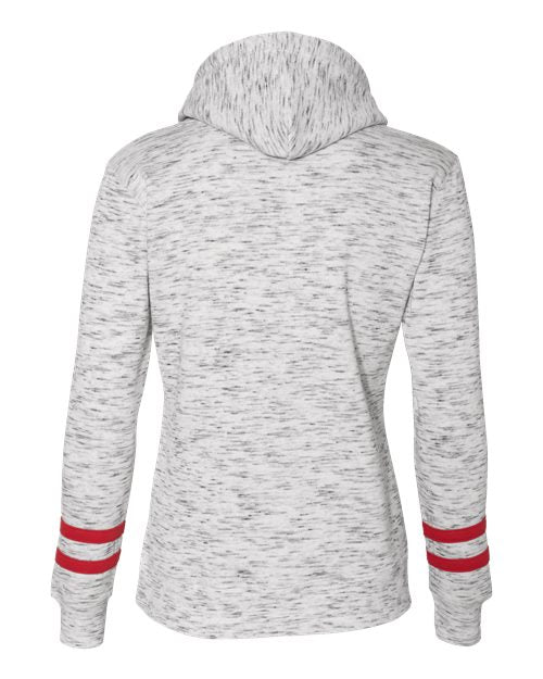 Gray hoodie with red accents on a white background