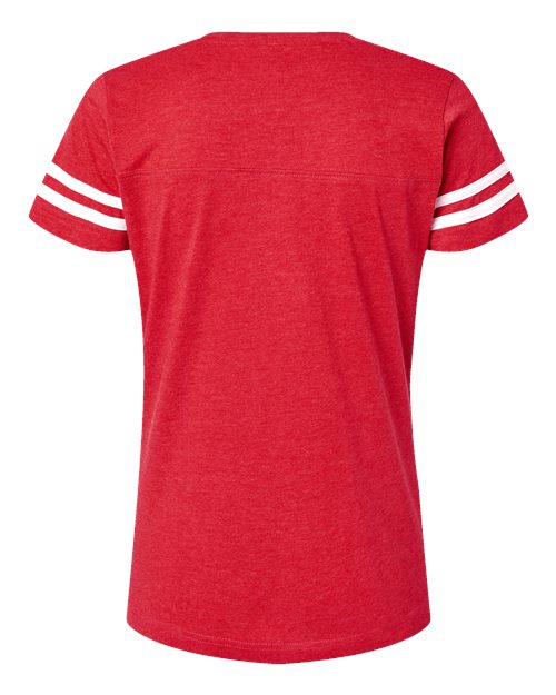 Red C8 Corvette ladies football jersey tee by Lingenfelter Race Gear, casual women’s activewear hoodie showcasing sporty design.
