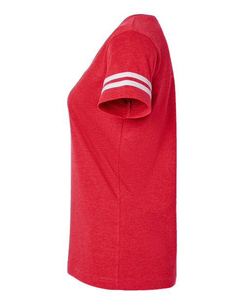 Red C8 Corvette ladies football jersey tee by Lingenfelter Race Gear, sporty women’s activewear hoodie with bold design.