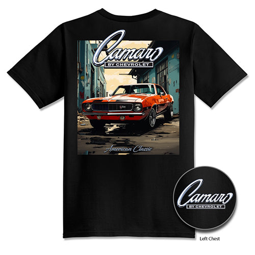 camaro shirt by chevrolet black printed front and back