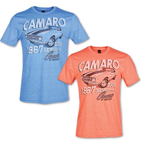 camaro 1967 tee in blue and orange