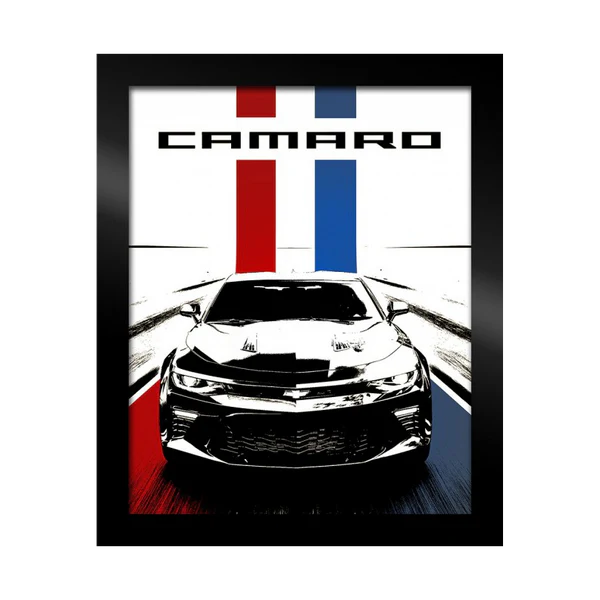 Framed Camaro Canvas - Red/White/Blue