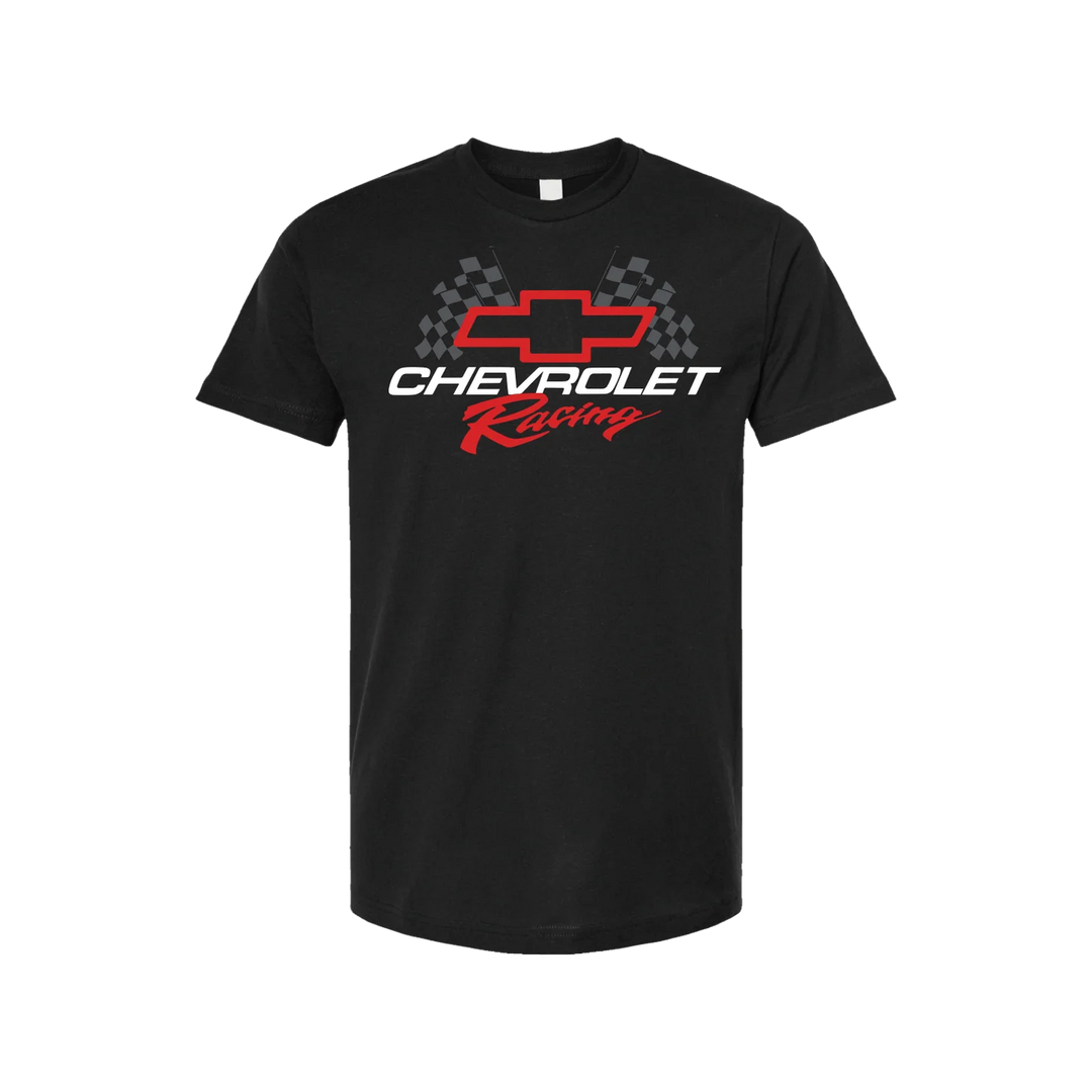 Chevy Racing Flags NEW - Chevrolet Racing Flags Black T-Shirt - Team Lingenfelter