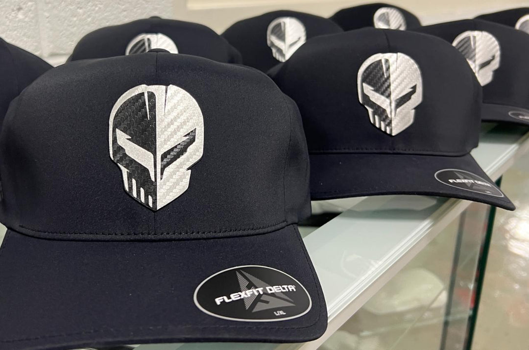 Lingenfelter Race Gear Corvette Racing Jake seamless fitted cap, black hat with embroidered racing logo and curved brim.