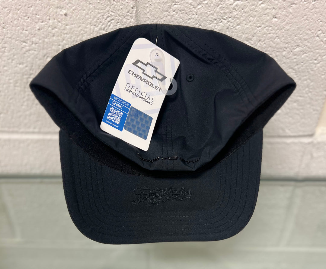 Black fitted hat from Lingenfelter Race Gear featuring a C8 Corvette design, displayed on a plain background.