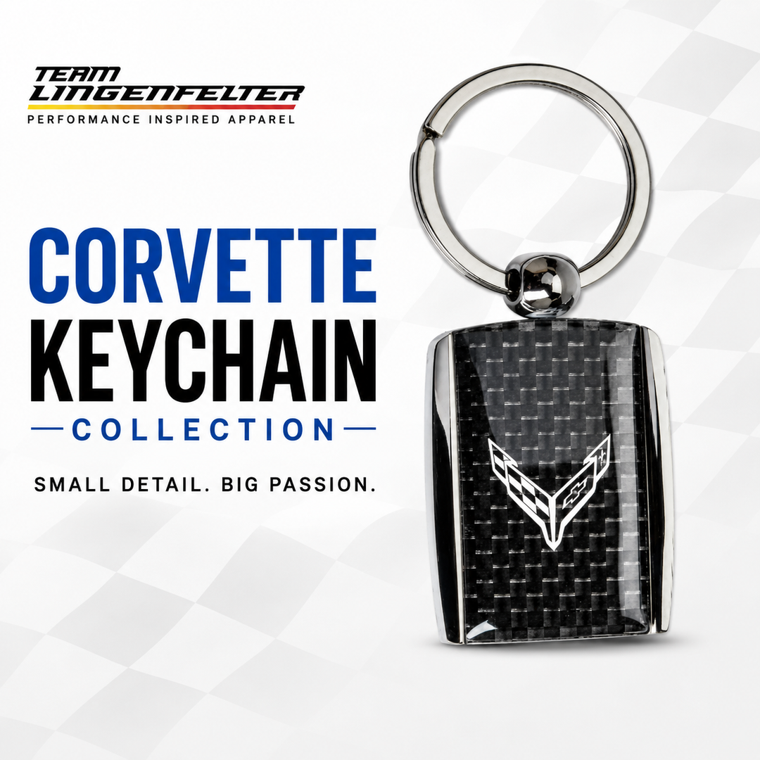 Corvette Keychain collection featuring carbon like finish