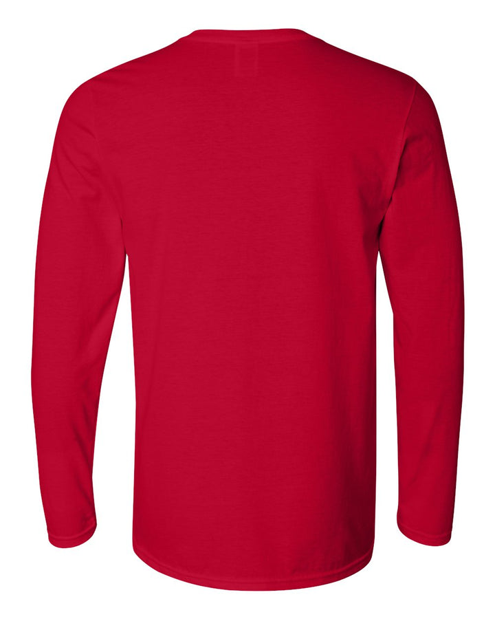 Men’s red long sleeve T-shirt by Team Lingenfelter featuring C8 Corvette logo, soft fabric, casual men's clothing.