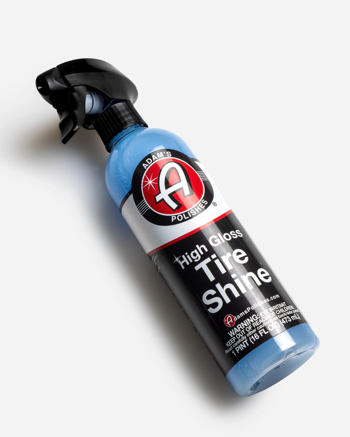 Bottle of Adam's Polishes High Gloss Tire Shine on a white background