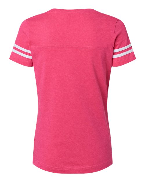 Back view of a hot pink ladies shirt by Team Lingenfelter, showcasing the vintage style and fitted design.